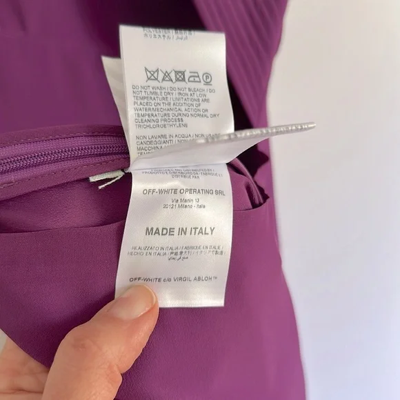 Off-White Purple “Floral Print Here” Asymmetrical Silk-blend Cocktail Dress - Picture 13 of 13